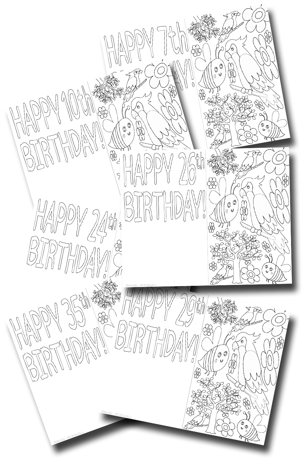 Colorable Birthday Celebration Cards