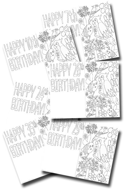 Colorable Birthday Celebration Cards